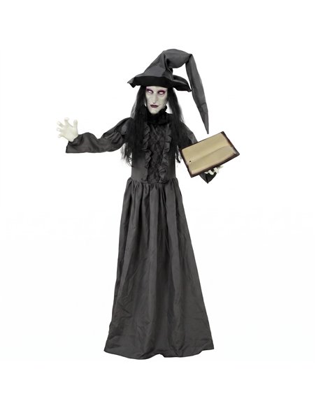 HOMCOM 180cm Life Size Animated Witch Halloween Decorations Outdoor Indoor, Scary Halloween Animatronics Decor - pic 211597 | FastDaddyshop