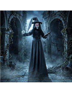 HOMCOM 180cm Life Size Animated Witch Halloween Decorations Outdoor Indoor, Scary Halloween Animatronics Decor 2