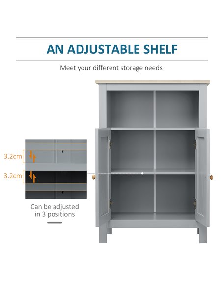 Kleankin Bathroom Free Standing Storage Cabinet with Double-door Design, Grey - pic 21160 | FastDaddyshop