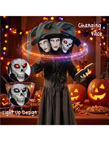HOMCOM 180cm Life Size Animated Witch Halloween Decorations Outdoor Indoor, Scary Halloween Animatronics Decor - pic 211602 | FastDaddyshop