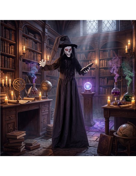 HOMCOM 180cm Life Size Animated Witch Halloween Decorations Outdoor Indoor, Scary Halloween Animatronics Decor - pic 211605 | FastDaddyshop