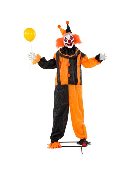 HOMCOM 190cm Life Size Animated Clown Halloween Decoration, Scary Halloween Animatronics Decor with Sound Touch Activated - pic 211615 | FastDaddyshop