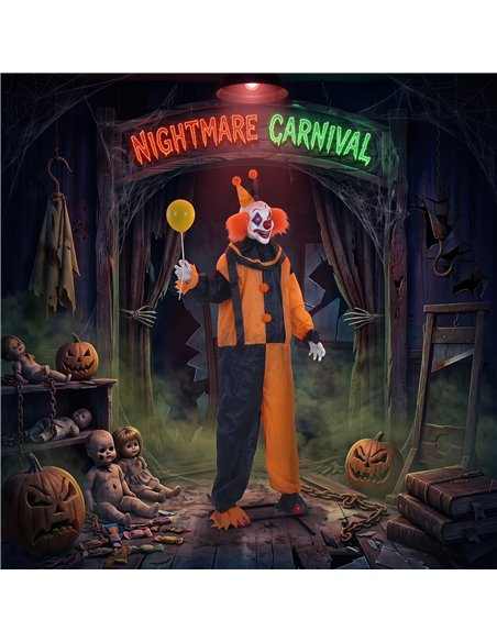 HOMCOM 190cm Life Size Animated Clown Halloween Decoration, Scary Halloween Animatronics Decor with Sound Touch Activated - pic 211616 | FastDaddyshop