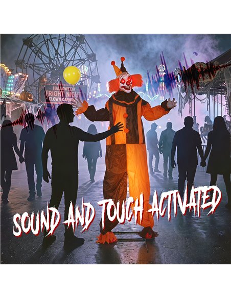 HOMCOM 190cm Life Size Animated Clown Halloween Decoration, Scary Halloween Animatronics Decor with Sound Touch Activated - pic 211619 | FastDaddyshop