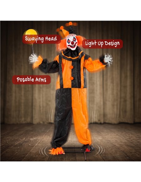 HOMCOM 190cm Life Size Animated Clown Halloween Decoration, Scary Halloween Animatronics Decor with Sound Touch Activated - pic 211620 | FastDaddyshop