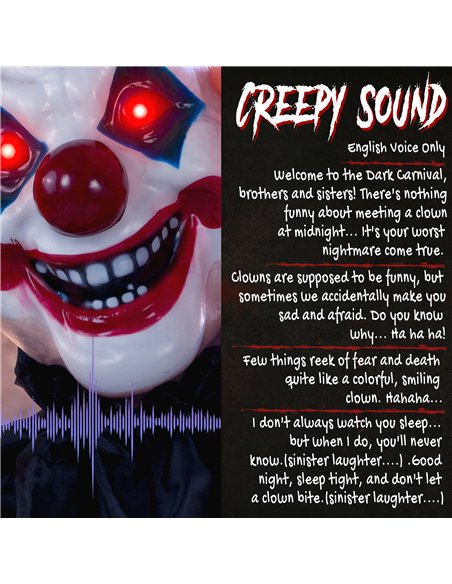 HOMCOM 190cm Life Size Animated Clown Halloween Decoration, Scary Halloween Animatronics Decor with Sound Touch Activated - pic 211621 | FastDaddyshop