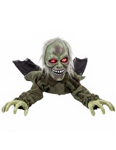 HOMCOM Halloween Decoration Halloween Animatronic Crawling Zombie with Light-Up Eyes and Creepy Sound
