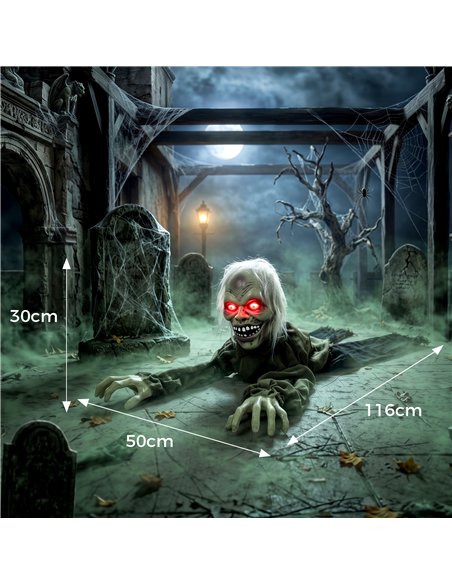 HOMCOM Halloween Decoration Halloween Animatronic Crawling Zombie with Light-Up Eyes and Creepy Sound - pic 211626 | FastDaddyshop