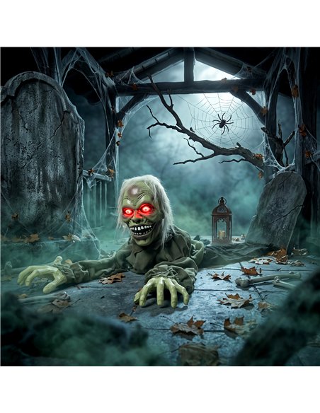 HOMCOM Halloween Decoration Halloween Animatronic Crawling Zombie with Light-Up Eyes and Creepy Sound - pic 211631 | FastDaddyshop