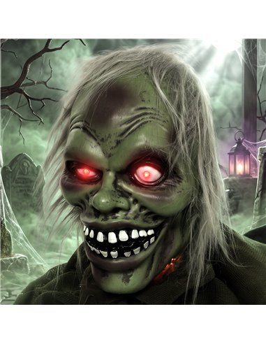HOMCOM Halloween Decoration Halloween Animatronic Crawling Zombie with Light-Up Eyes and Creepy Sound