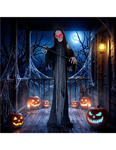 HOMCOM 183cm Life Size Animated Grim Reaper Halloween Decoration, Scary Halloween Animatronics Decor with Sound Touch Activated - pic 211640 | FastDaddyshop