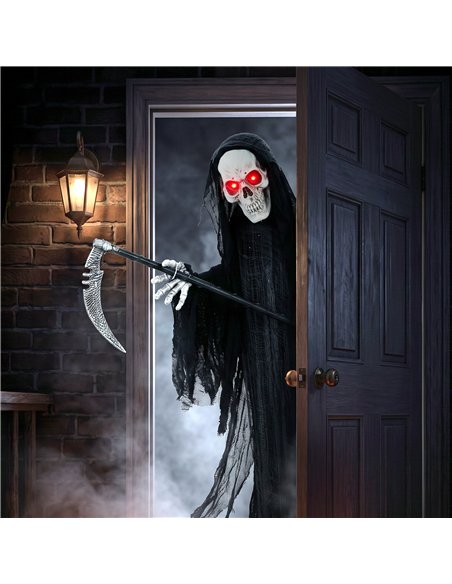 HOMCOM 183cm Life Size Animated Grim Reaper Halloween Decoration, Scary Halloween Animatronics Decor with Sound Touch Activated - pic 211641 | FastDaddyshop