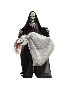HOMCOM Halloween Animated Standing Witch with Floating Ghost Decoration with Rising and Falling Motion