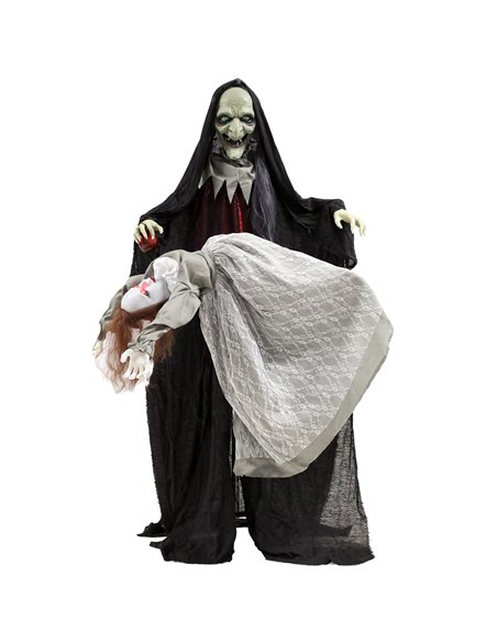 HOMCOM Halloween Animated Standing Witch with Floating Ghost Decoration with Rising and Falling Motion - pic 211642 | FastDaddyshop