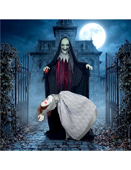 HOMCOM Halloween Animated Standing Witch with Floating Ghost Decoration with Rising and Falling Motion - pic 211643 | FastDaddyshop