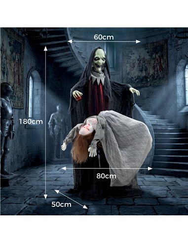 HOMCOM Halloween Animated Standing Witch with Floating Ghost Decoration with Rising and Falling Motion