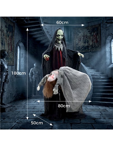 HOMCOM Halloween Animated Standing Witch with Floating Ghost Decoration with Rising and Falling Motion - pic 211644 | FastDaddyshop