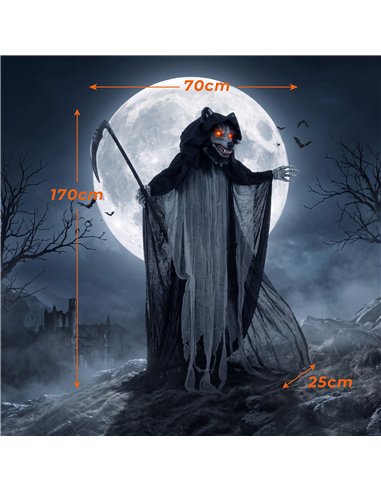 HOMCOM Halloween Standing Werewolf Animated Decoration with Light-Up Eyes, Sound and Touch Activated