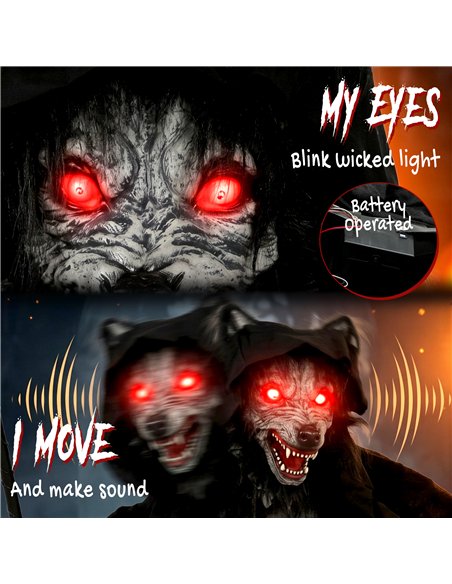 HOMCOM Halloween Standing Werewolf Animated Decoration with Light-Up Eyes, Sound and Touch Activated - pic 211654 | FastDaddyshop