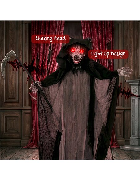 HOMCOM Halloween Standing Werewolf Animated Decoration with Light-Up Eyes, Sound and Touch Activated - pic 211656 | FastDaddyshop