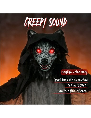 HOMCOM Halloween Standing Werewolf Animated Decoration with Light-Up Eyes, Sound and Touch Activated