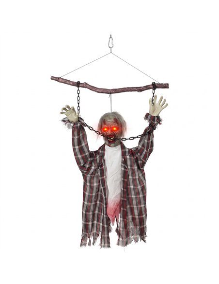 HOMCOM 110cm Screaming Animated Hanging Halloween Decoration, Sound Touch Activated Zombie Decor with Glowing Red Eyes - pic 211660 | FastDaddyshop