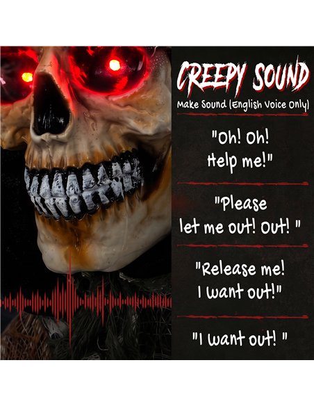 HOMCOM 170cm Animated Grim Reaper, Life-Size Halloween Animatronic with Moving Hands/Head, Glowing Eyes, Creepy Sound - pic 211675 | FastDaddyshop