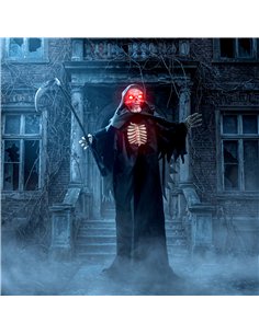 HOMCOM 170cm Life Size Animated Grim Reaper Halloween Decoration, Scary Halloween Animatronics Decor with Sound Touch Activated 2