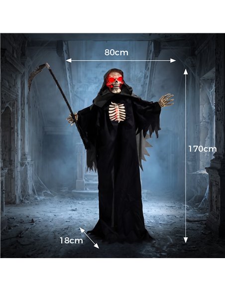 HOMCOM 170cm Life Size Animated Grim Reaper Halloween Decoration, Scary Halloween Animatronics Decor with Sound Touch Activated - pic 211680 | FastDaddyshop