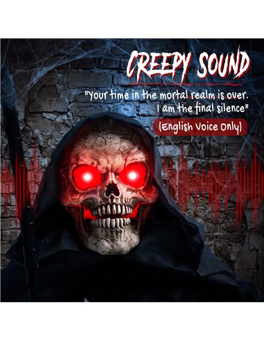 HOMCOM 170cm Life Size Animated Grim Reaper Halloween Decoration, Scary Halloween Animatronics Decor with Sound Touch Activated