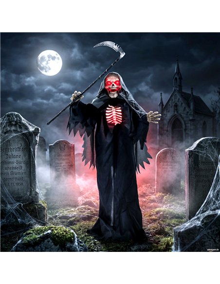 HOMCOM 170cm Life Size Animated Grim Reaper Halloween Decoration, Scary Halloween Animatronics Decor with Sound Touch Activated - pic 211685 | FastDaddyshop