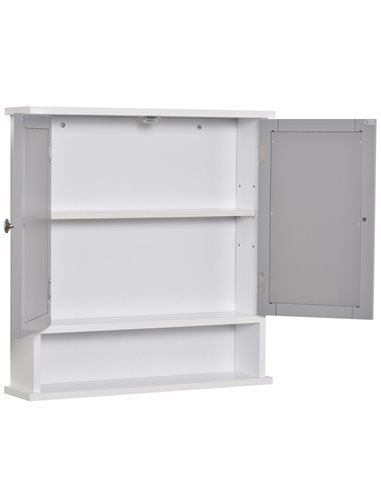 Kleankin Mirror Cabinet Wall Mounted with Double Mirrored Doors, Shelf, Grey