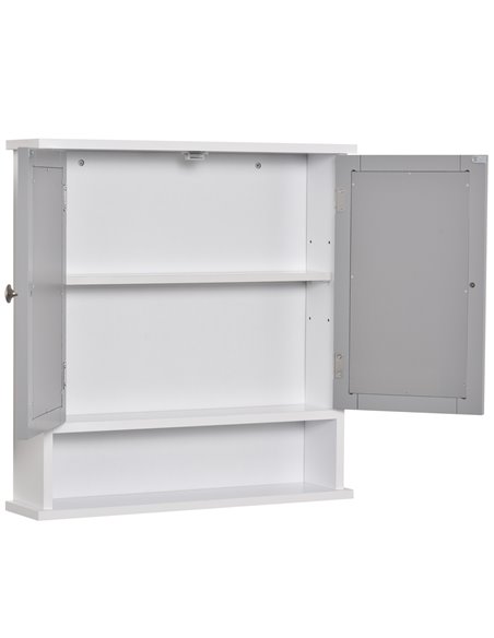 Kleankin Mirror Cabinet Wall Mounted with Double Mirrored Doors, Shelf, Grey - pic 21170 | FastDaddyshop