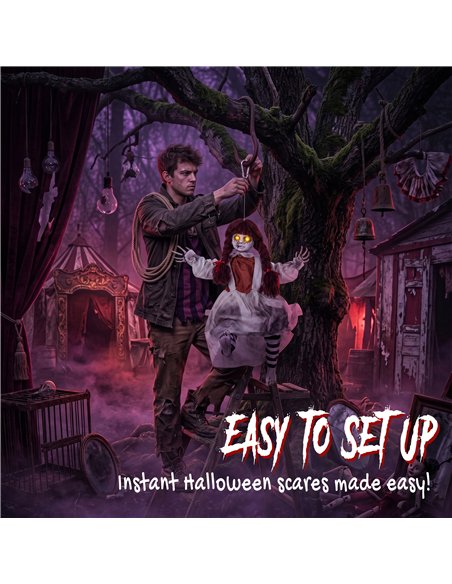 HOMCOM 80 cm Halloween Animated Hanging Creepy Girl on Swing Decoration, Kicking Legs, Sound and Touch Activated - pic 211702 | FastDaddyshop