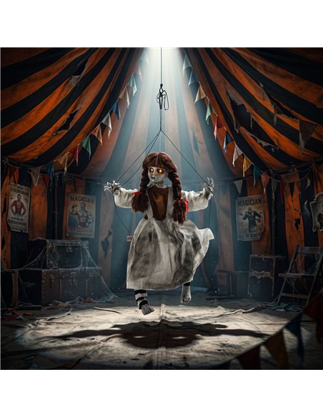 HOMCOM 80 cm Halloween Animated Hanging Creepy Girl on Swing Decoration, Kicking Legs, Sound and Touch Activated - pic 211704 | FastDaddyshop