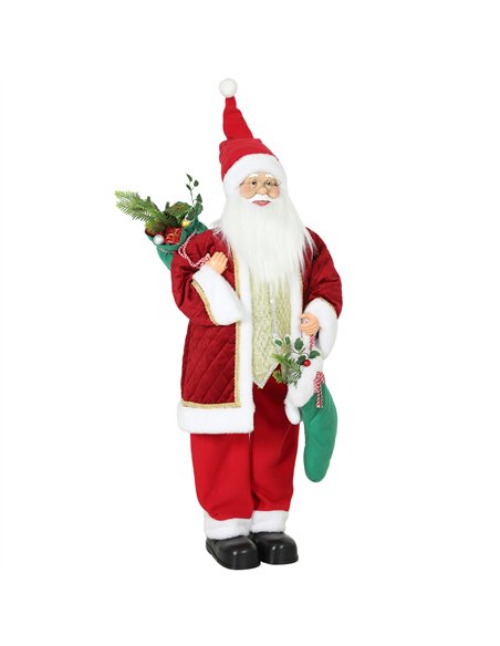 HOMCOM 4ft Life Size Singing Dancing Santa Claus, 120 cm Standing Musical Animated Santa with Stocking, Sack, Posable Arms, Hand - pic 211705 | FastDaddyshop
