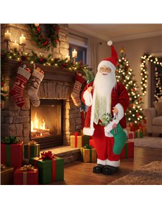 HOMCOM 4ft Life Size Singing Dancing Santa Claus, 120 cm Standing Musical Animated Santa with Stocking, Sack, Posable Arms, Hand 2