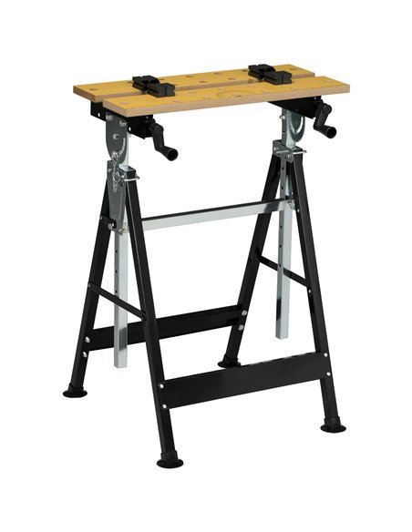 HOMCOM Portable Folding Workbench with Adjustable Height & Angle, Work Bench with 4 Adjustable Clamping Pegs, Beige - pic 211732 | FastDaddyshop