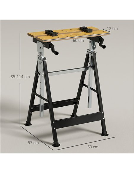 HOMCOM Portable Folding Workbench with Adjustable Height & Angle, Work Bench with 4 Adjustable Clamping Pegs, Beige - pic 211734 | FastDaddyshop