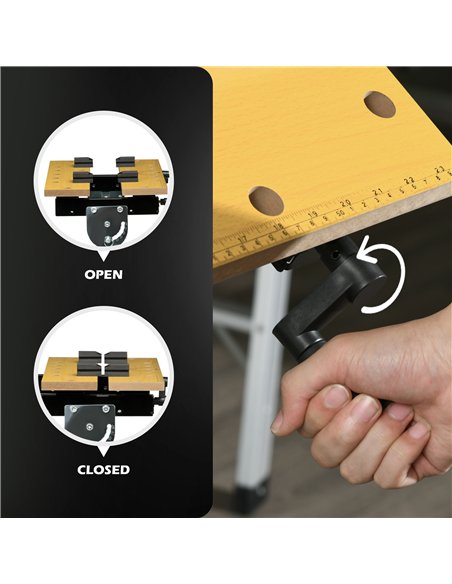 HOMCOM Portable Folding Workbench with Adjustable Height & Angle, Work Bench with 4 Adjustable Clamping Pegs, Beige - pic 211737 | FastDaddyshop
