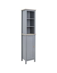 Kleankin Bathroom Free Standing Storage Cabinet with 3 Tier Shelf, Door, Grey