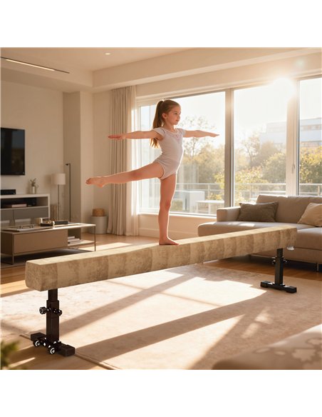 HOMCOM 7.5ft Adjustable Balance Beam, Gymnastics Beam with Wheels, Gymnastics Equipment for 6+ Years Old Training - pic 211742 | FastDaddyshop