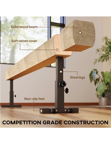 HOMCOM 7.5ft Adjustable Balance Beam, Gymnastics Beam with Wheels, Gymnastics Equipment for 6+ Years Old Training - pic 211744 | FastDaddyshop