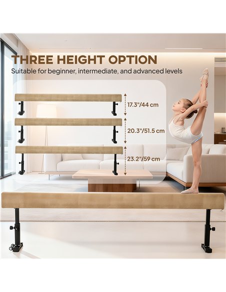 HOMCOM 7.5ft Adjustable Balance Beam, Gymnastics Beam with Wheels, Gymnastics Equipment for 6+ Years Old Training - pic 211745 | FastDaddyshop