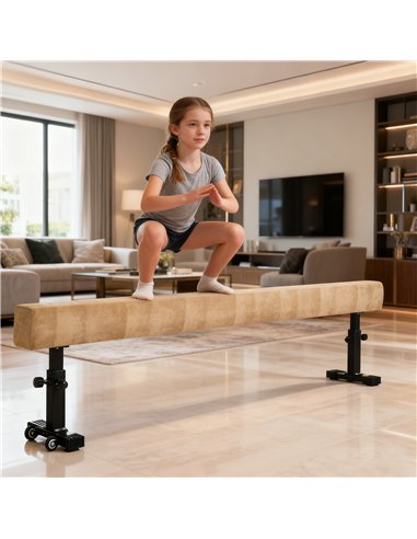 HOMCOM 7.5ft Adjustable Balance Beam, Gymnastics Beam with Wheels, Gymnastics Equipment for 6+ Years Old Training