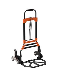 HOMCOM Heavy Duty Foldable Trolley on Wheels, Steel Folding Hand Truck, 75kg, Black and Orange