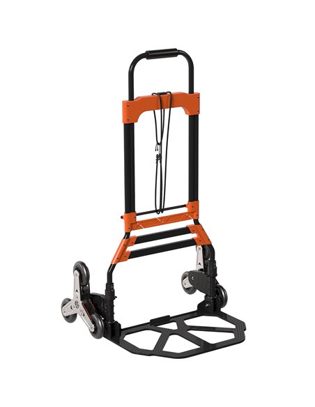 HOMCOM Heavy Duty Foldable Trolley on Wheels, Steel Folding Hand Truck, 75kg, Black and Orange - pic 211750 | FastDaddyshop