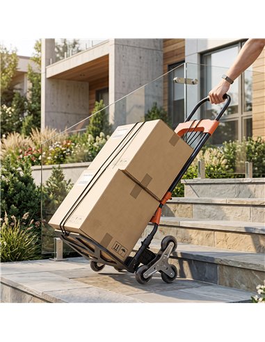 HOMCOM Heavy Duty Foldable Trolley on Wheels, Steel Folding Hand Truck, 75kg, Black and Orange