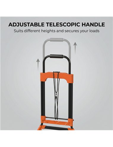 HOMCOM Heavy Duty Foldable Trolley on Wheels, Steel Folding Hand Truck, 75kg, Black and Orange