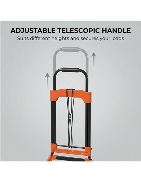 HOMCOM Heavy Duty Foldable Trolley on Wheels, Steel Folding Hand Truck, 75kg, Black and Orange - pic 211755 | FastDaddyshop